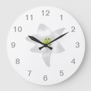 Grande Horloge Ronde Lis blanc