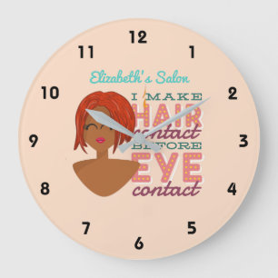Grande Horloge Ronde Liste de cheveux personnalisée RETRO Afro Salon Wa