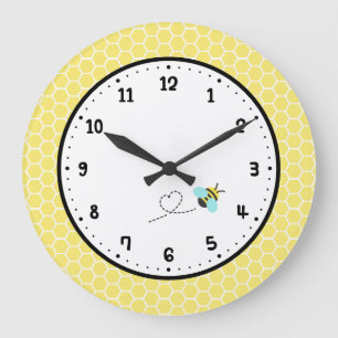 Grande Horloge Ronde Little Bee And Honeycomb Pattern Room Decor