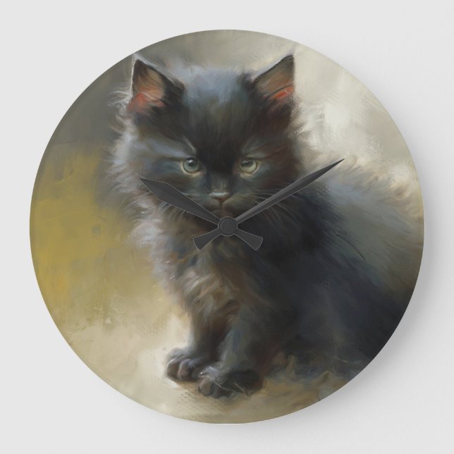 Grande Horloge Ronde Little Shadow Black Kitten (Recto)