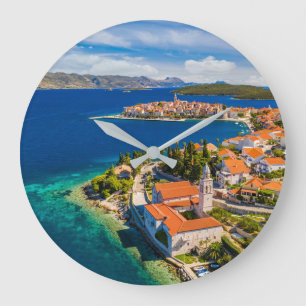 Grande Horloge Ronde Littoral Ville de Korcula, île de Korcula, Croat