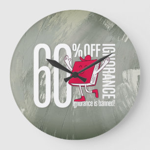 Grande Horloge Ronde Livre Rouge Caprice L'Ignorance est Interdite Acry