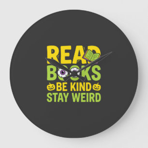 Grande Horloge Ronde Livres de lecture d'Halloween Soyez gentil Restez