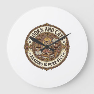 Grande Horloge Ronde Livres Et Chats Livres De Chat Lecture Vintage Vec