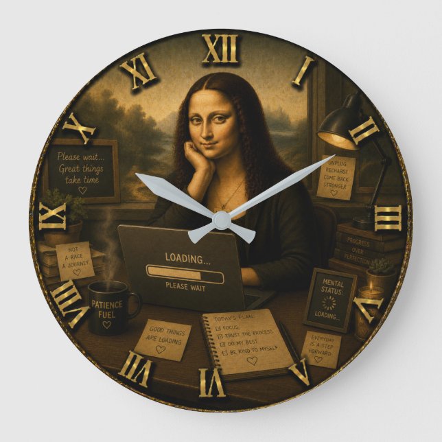 Grande Horloge Ronde Loading Funny Mona Lisa Gift for Home Office  (Recto)