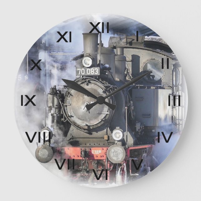 Grande Horloge Ronde Locomotive à vapeur (Recto)