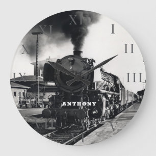 Grande Horloge Ronde Locomotive à vapeur ferroviaire vintage
