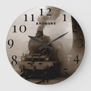 Grande Horloge Ronde Locomotive à vapeur ferroviaire vintage
