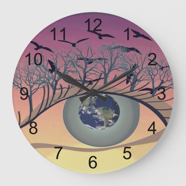 Grande Horloge Ronde L'Œil sur le Monde – Art Nature & Terre (Recto)