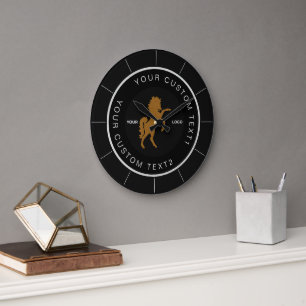 Grande Horloge Ronde Logo Black Business Entreprise marque personnalisé