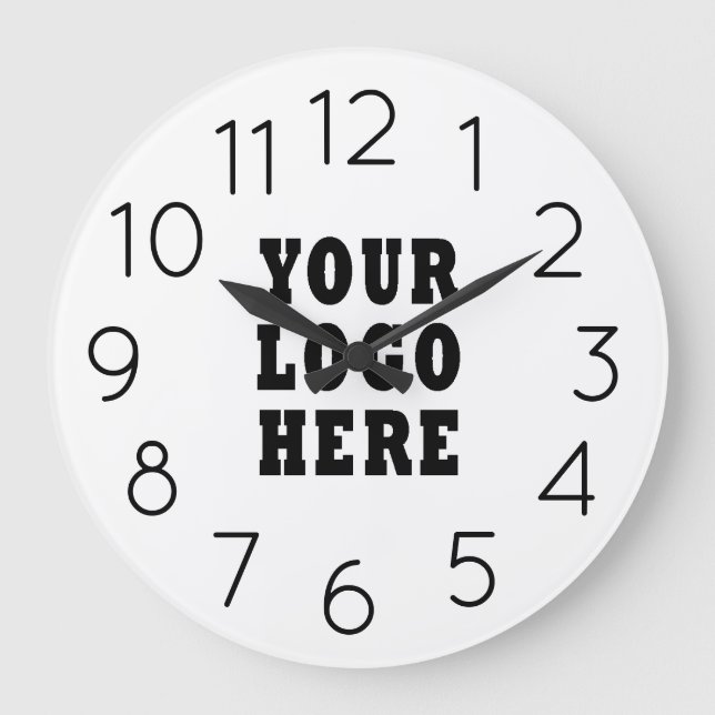 Grande Horloge Ronde Logo commercial industriel moderne Editable Minima (Recto)