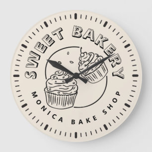 Grande Horloge Ronde Logo de boulangerie sucrée vintage