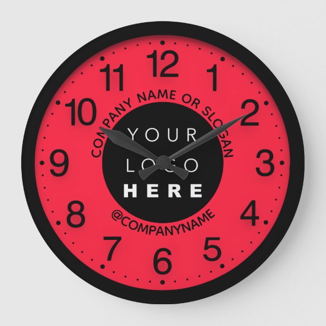 Grande Horloge Ronde Logo de Company Abstract Red Black SPA Nom Slogan (Recto)