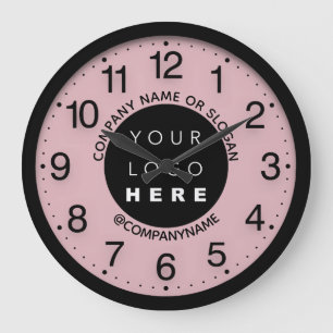 Grande Horloge Ronde Logo de Company Abstract Rose Pastel SPA Nom Sloga