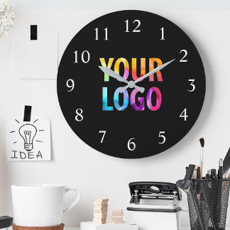Grande Horloge Ronde Logo de Custom Company
