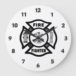Grande Horloge Ronde Logo de Fire Fighter Maltese