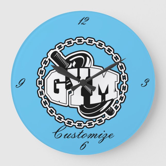 Grande Horloge Ronde Logo de Gym Barbell Thunder_Cove (Recto)