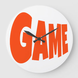 GRANDE HORLOGE RONDE LOGO DE JEU FONTS ROUGES
