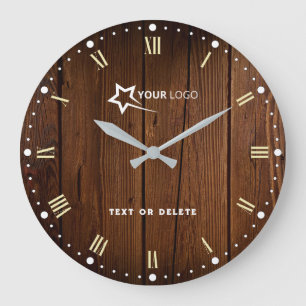 Grande Horloge Ronde Logo de l'entreprise Bois de marque promotionnelle