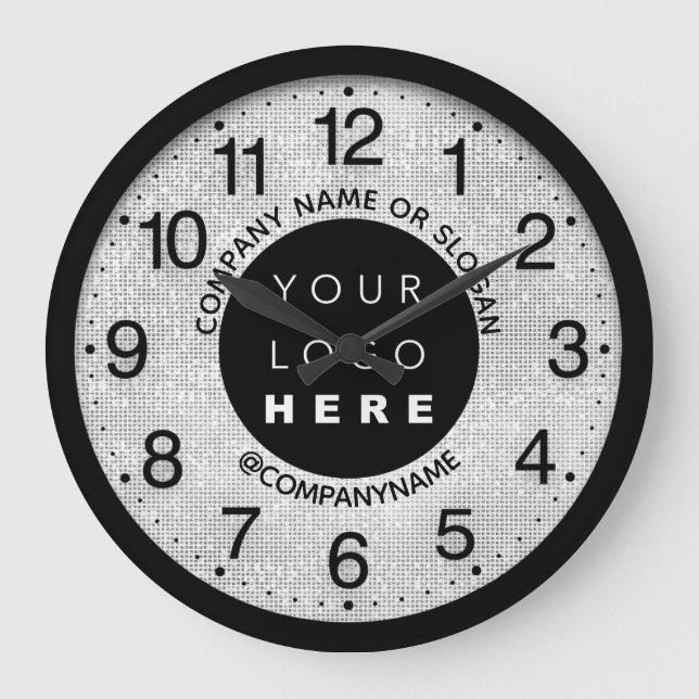Grande Horloge Ronde Logo de l'entreprise Grey Silver Nom Slogan (Recto)