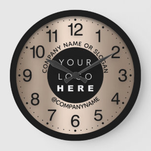 Grande Horloge Ronde Logo de l'entreprise Rose Abstrait Nom maigre Slog