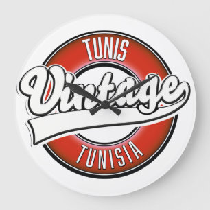 Grande Horloge Ronde Logo de style vintage Tunis Tunisie