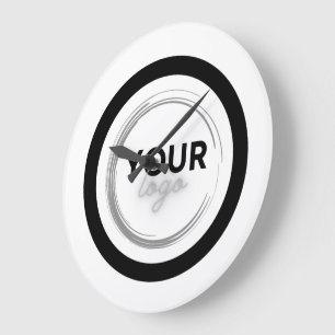 Grande Horloge Ronde Logo d'entreprise blanc personnalisé