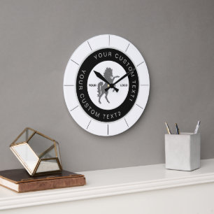 Grande Horloge Ronde logo d'entreprise Noir & Blanc sur mesure