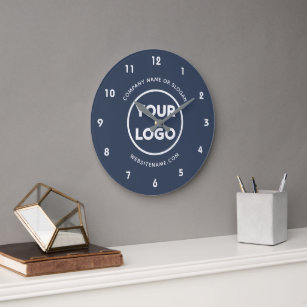 Grande Horloge Ronde Logo d'entreprise personnalisé et texte Arrière - 