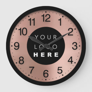 Grande Horloge Ronde Logo des lecteurs de vidage Rose minimalisme d'ent