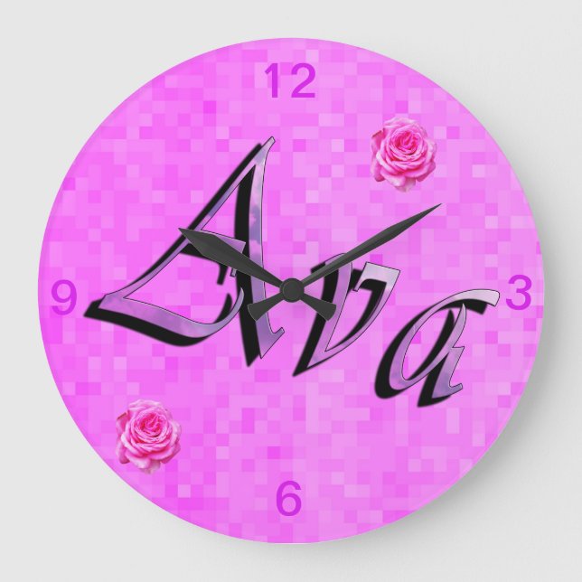 Grande Horloge Ronde Logo du nom Ava, (Recto)