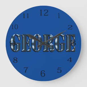 Grande Horloge Ronde Logo du nom de George de la dimension bleue,