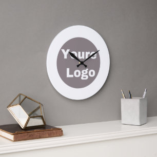 Grande Horloge Ronde Logo et texte simple personnalisation d'entreprise