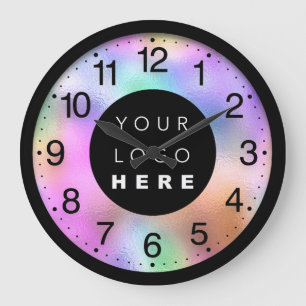 Grande Horloge Ronde Logo Holographique Pink Modern Custom