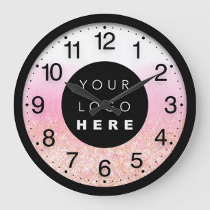 Grande Horloge Ronde Logo minimaliste de la Parties scintillant Pink Om