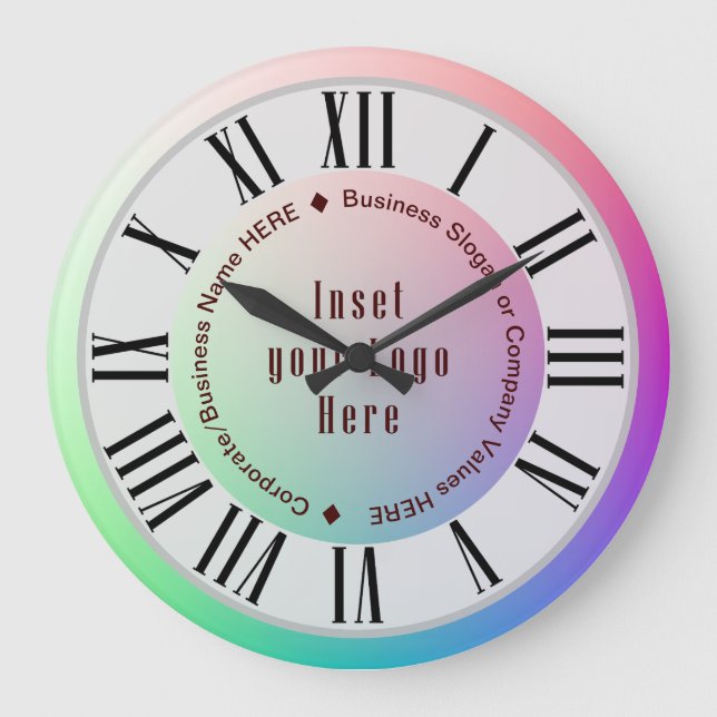 Grande Horloge Ronde Logo, nom et Slogan Brown Rainbow (Recto)