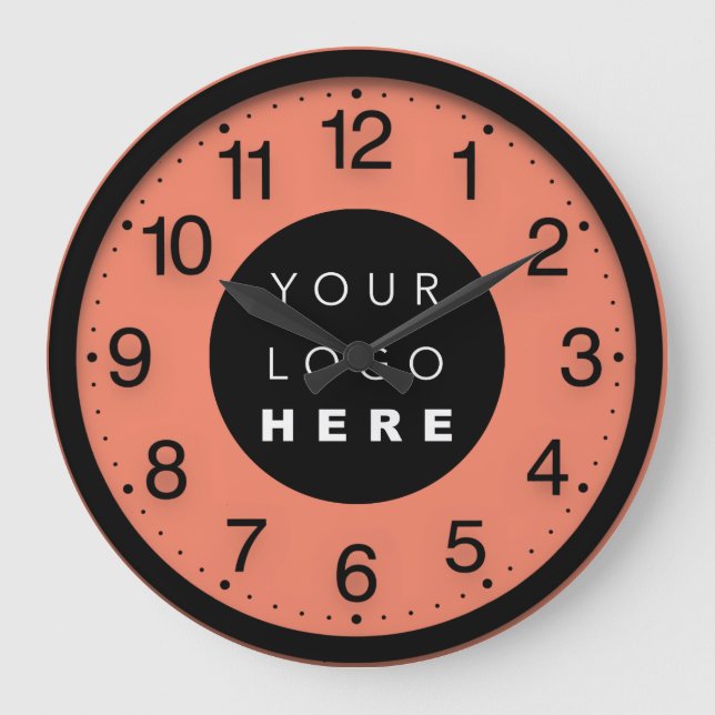 Grande Horloge Ronde Logo personnalisé Black Orange minimalisme d'entre (Recto)