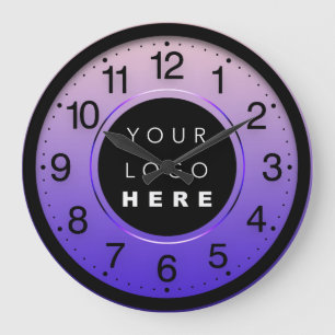 Grande Horloge Ronde Logo personnalisé Rose violet minimalisme d'entrep