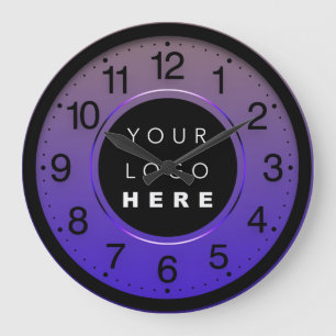 Grande Horloge Ronde Logo personnalisé Rose violet minimalisme d'entrep