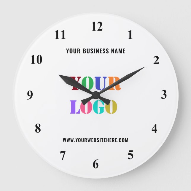 Grande Horloge Ronde Logo personnalisé Texte promotionnel Boucle murale (Recto)
