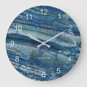 Grande Horloge Ronde Look bleu trendy