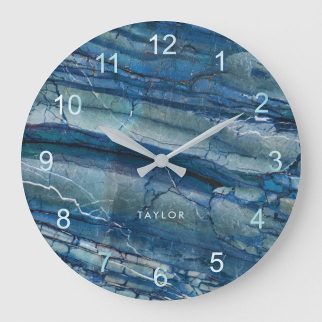 Grande Horloge Ronde Look bleu trendy (Recto)
