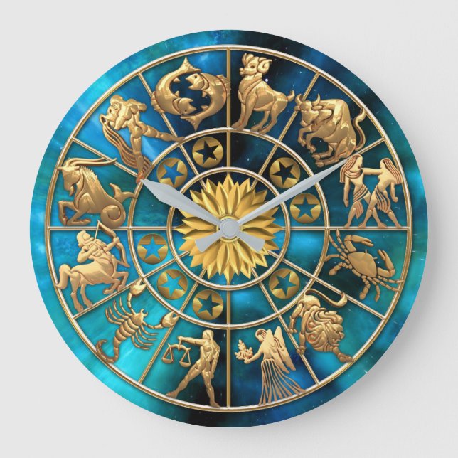 Grande Horloge Ronde L'or de huit membres de famille de signes de (Recto)