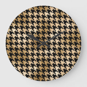 Grande Horloge Ronde L'or métallique accroche la dent, motif de mode.