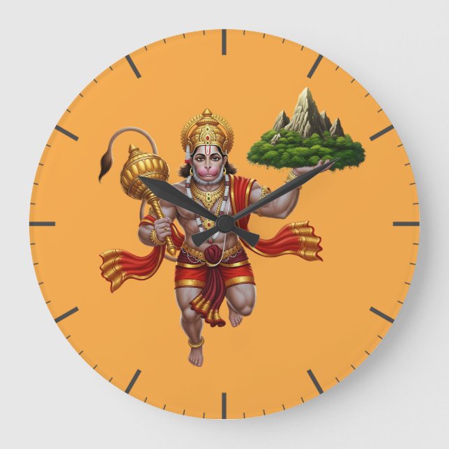 Grande Horloge Ronde Lord Hanuman Flying Lifting Mountain (Recto)