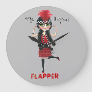 Grande Horloge Ronde L'original Flapper Girl Roaring Twenties mignonne