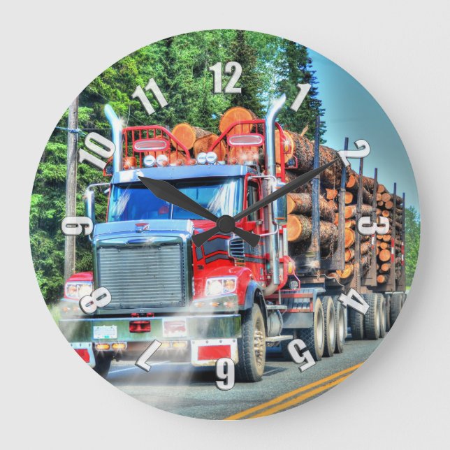 Grande Horloge Ronde Lorry Driver's Logging Truck Wall Clock (Recto)