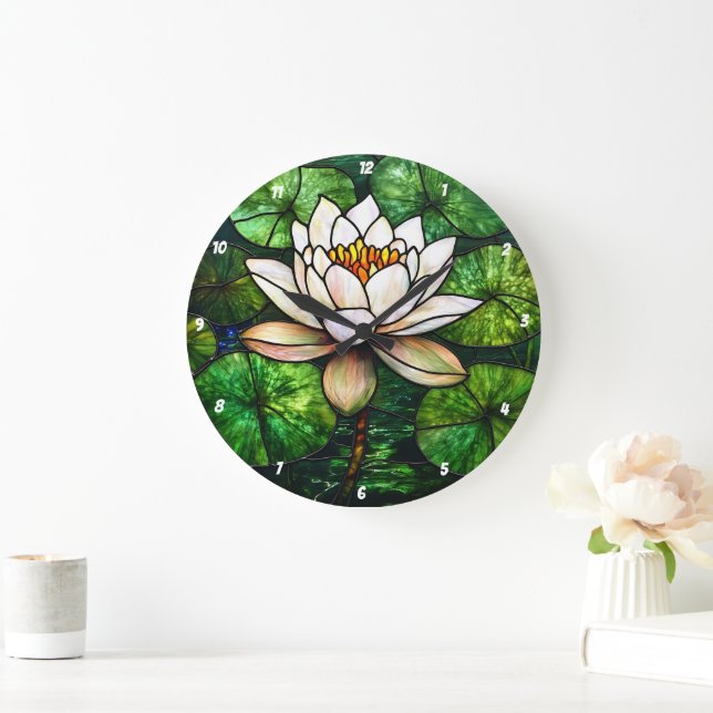 Grande Horloge Ronde Lotus Pond Verre (Maison)