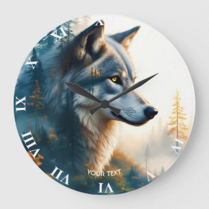 Grande Horloge Ronde Loup à double exposition Imaginaire