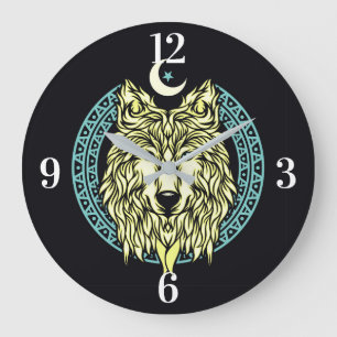 Grande Horloge Ronde Loup celtique